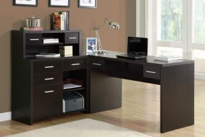 Furniture + Accessories Thumbnail size Black Wooden Modern Home Office Desk Design Ideas And Cream Rug With Brown Rug And Cabinet For Home Office Design Ideas And Glass Door Design Ideas