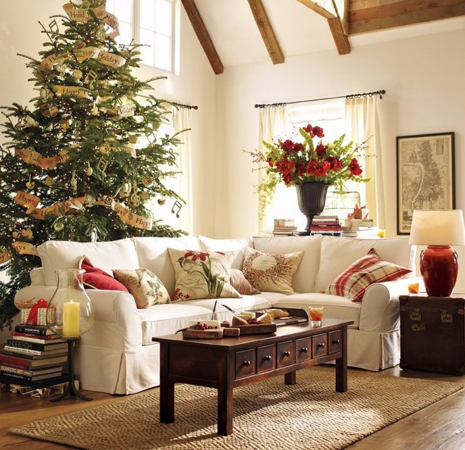 Ideas Christmas Decoration Ideas For Living Room Design Ideas With White L Shaped Sofa Design Cushion And Wooden Flooring Design Brown Carpet Flooring Design Small Wood Table Ideas Room Design Programs Using Architect