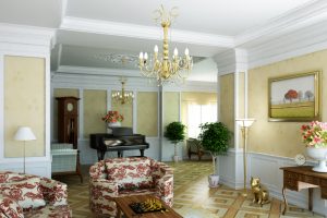 Furniture + Accessories Thumbnail size Classical Living Room Decoration Ideas From Cream And White Wall Interior And Cream Tiles Flooring Design And Crystals Ideas