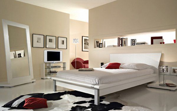 Kids Room Designs Cool Bedroom Design Ideas From Gautier With White Cozy Bed Pillow Picture On The Cream Wall White Ceramic Flooring Floor Lamp Large Mirror Black And White Carpet Flooring Red Armchair Design Modern Bedrooms For Your Beloved Kids