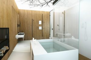 Bathroom Designs Thumbnail size Cool Modern Bathroom Design Ideas With Fireplace Design With Shower Room Design With Bathroom Wood Wall Design With Bathroom White Ceramic Tile Floor Design