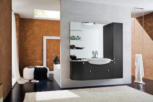 Bathroom Designs Thumbnail size Fantastic Modern Bathroom Design Ideas With Washbasin Cabinet Design And Bathroom Wall Units With Bathroom Mirror With Black Tile Floor Design For Bathroom Interior Design Ideas