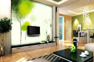 Furniture + Accessories Thumbnail size Fresh Nature Green And White Wall Decals And Black Coffee Table Design With Luminous Marble Floor For Modern Living Room Decorating Ideas With Modern Ceiling Model Ideas