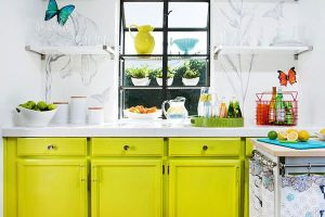 Ideas Thumbnail size Great And Wonderful Open Kitchen Shelves Ideas Bold Green Lime White Countertop Laminate Flooring Design Glass Window White Wall Painting Ideas