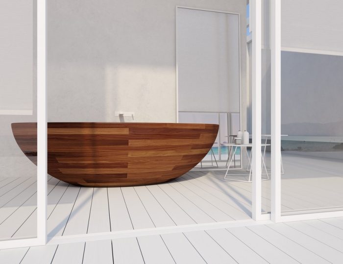 Bathroom Designs Medium size Modern Bathroom Design Ideas With Baula Bathtub Design American Walnut Modern Wooden Bathtub Design Ideas White Wooden Flooring Design