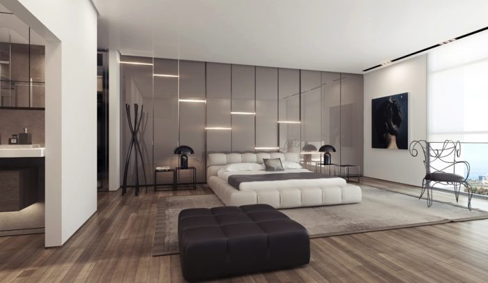 Ideas Modern Bedroom Decoration From Different Angle Ideas From Grey Gloss Wall Interior And Great Natural Lighting From Bay Window Design And Wooden Flooring With Room Designer Software Popular Room Designer Software