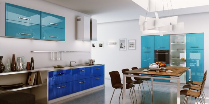 Kitchen Designs Modern Kitchen Decoration Ideas From White Wall Interior And White Flooring And White Pendant Lamp Furniture Ideas From Blue Kitchen Island With Stove And Washstand Island Kitchen Design Island Kitchen Design Or Peninsula Kitchen Design