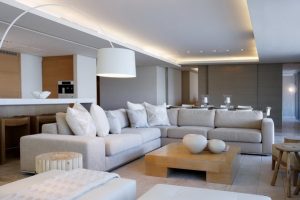 Furniture + Accessories Modern Living Room Design Ideas With L Shaped Sofa Design And Cushion With Floor Lamp With Wood Table Design For Living Room Furniture Ideas With Ceiling Ideas Types Of Sofa Designs From Sofa Designers