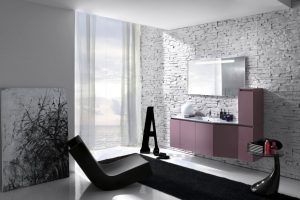 Bathroom Designs Thumbnail size Bathroom Designs Mounted Mirror And Black Rug Modern Bathrooms With White Stone Wall Design Ideas With Pink Bathroom Storage Design Idea And White Curtain Ideas With Bay Window Modern Bathrooms For Minimalist House