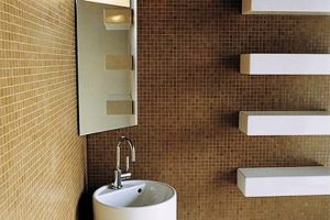 Bathroom Designs Contemporary Bathroom For Small Bathrooms Interior Design Ideas White Floating Shelves With Round Washbasin Cabinet Design And Brown Ceramic Tile Wall Designs Ideas Bathroom Designer Tool To Have