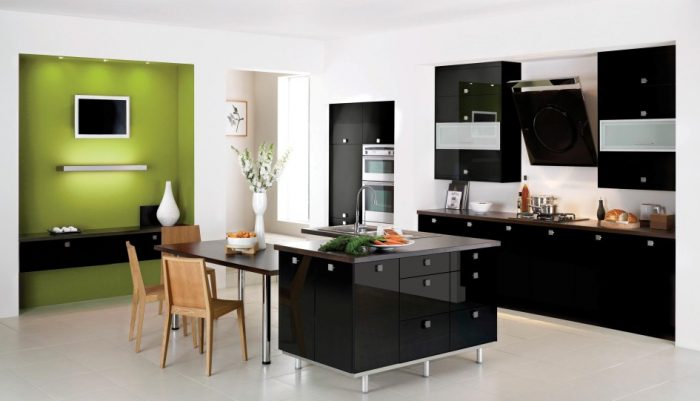 Kitchen Designs Medium size Interior Kitchen Decoration Inspiration Ideas With Black Kitchen Island Design With Seating And Small Dining Table And Dining Chair For Dining Room With Kitchen Design Ideas