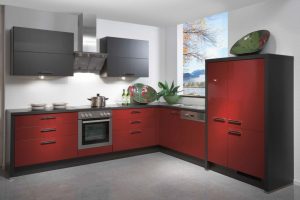 Kitchen Designs Thumbnail size Minimalist Modern Small Window For Simple Kitchen Design Ideas Red Kitchen Storage Range Hood Red Kitchen Island With Black Countertop Marble Floor Design For Kitchen Black Red Kitchen Ideas