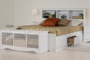 Furniture + Accessories Cool White Bed Styles Pictures Modern Furniture For Smal Bedrooms Escorted By Shelf Headboard Easy How To Make A Headboard Escorted By Shelves Also Storage Escorted By Brown Bed Sheet Also Stylish Pillowcases Creating And Beautifying Shelf Headboard