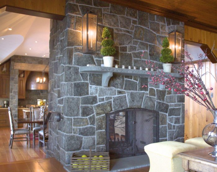 Living Room Designs Creating A Rustic Natural Interior Divider Escorted By The Dark Grey Stones On How To Decorate A Stone Fireplace Walls Escorted By Complete Scheme Also Luxury Model Stone Fireplaces For Modern And Minimalist Houses