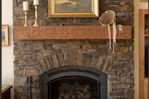 Living Room Designs Thumbnail size Gold Framed Painting Also Chic Candleholders Above The Fireplace Delivering A Cool Look On How To Decorate A Stone Fireplace Also Style Scheme
