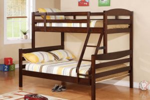 Kids Room Designs Thumbnail size Interior Great Dark Brown Walnut Wooden Bunk Bed For Makeover Bedroom Style Scheme Also Cream Stripes Comforter Also Cream Furry Rug In Parquet Flooring Room Scheme Impressive